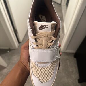 Nike White and Beige Athletic Shoes